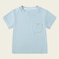 thumbnail image 4 of NIEWTR Boys Short Sleeve T Shirts Kids Summer Crewneck Color Block Tops Fashion Tees（Blue,2-3 Years), 4 of 5