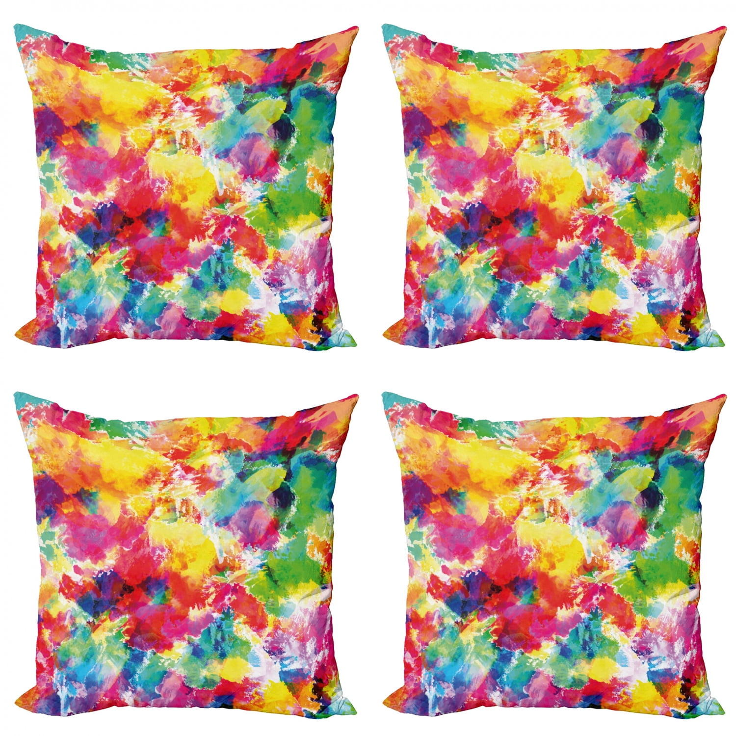 Pastel Throw Pillow Cushion Case Pack of 4, Oil Painting Style Abstract ...