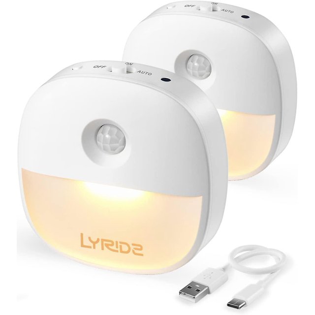 Liangnv Luz Nocturna Recargable con Sensor de Movimiento, Mini luz Nocturna Blanca cálida Adhesiva, luz Nocturna con batería de Brillo Ajustable continuo de 1-20 lm para Cama