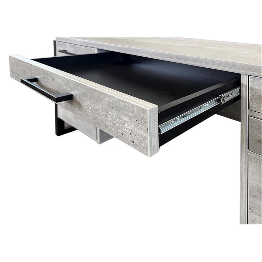 Modern Wood Laminate Double Pedestal Executive Desk Concrete Gray