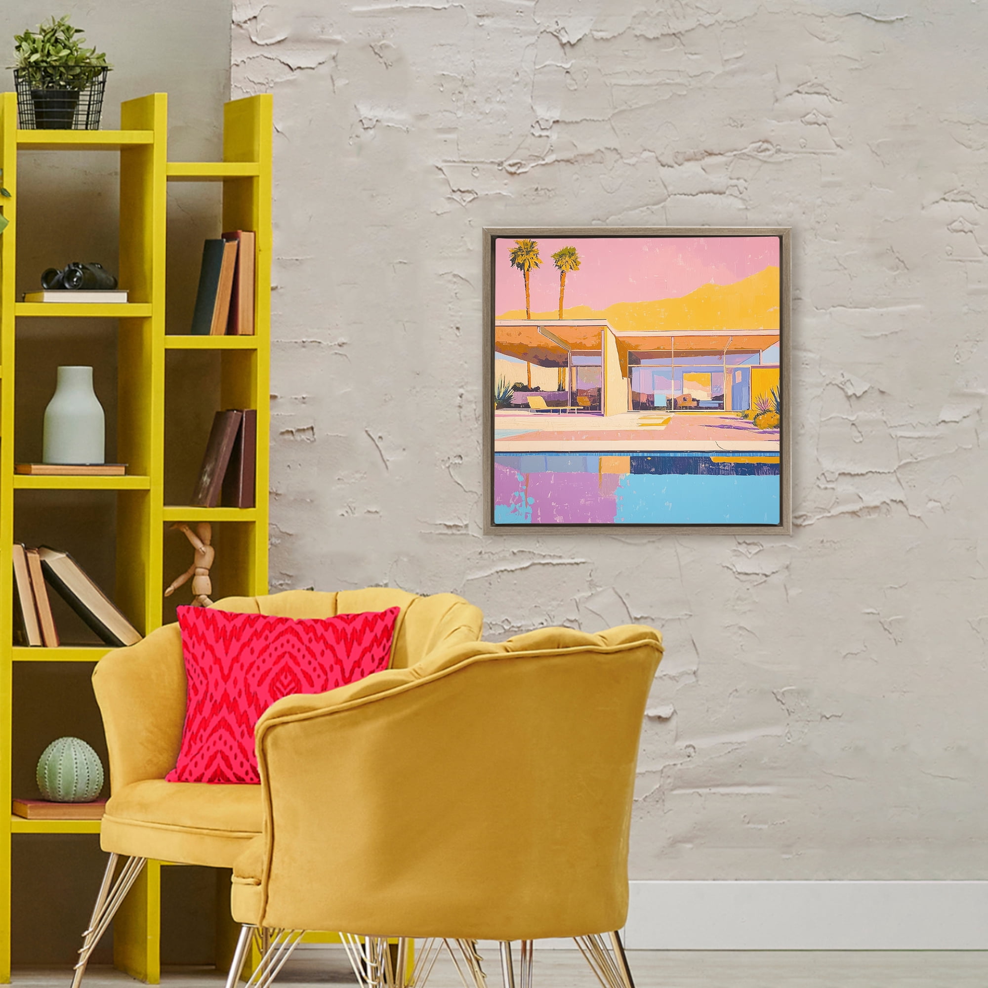 Stupell Industries Vivid Villa at Sunset Brown Framed Floater Canvas Wall Art, design by Walker Noble