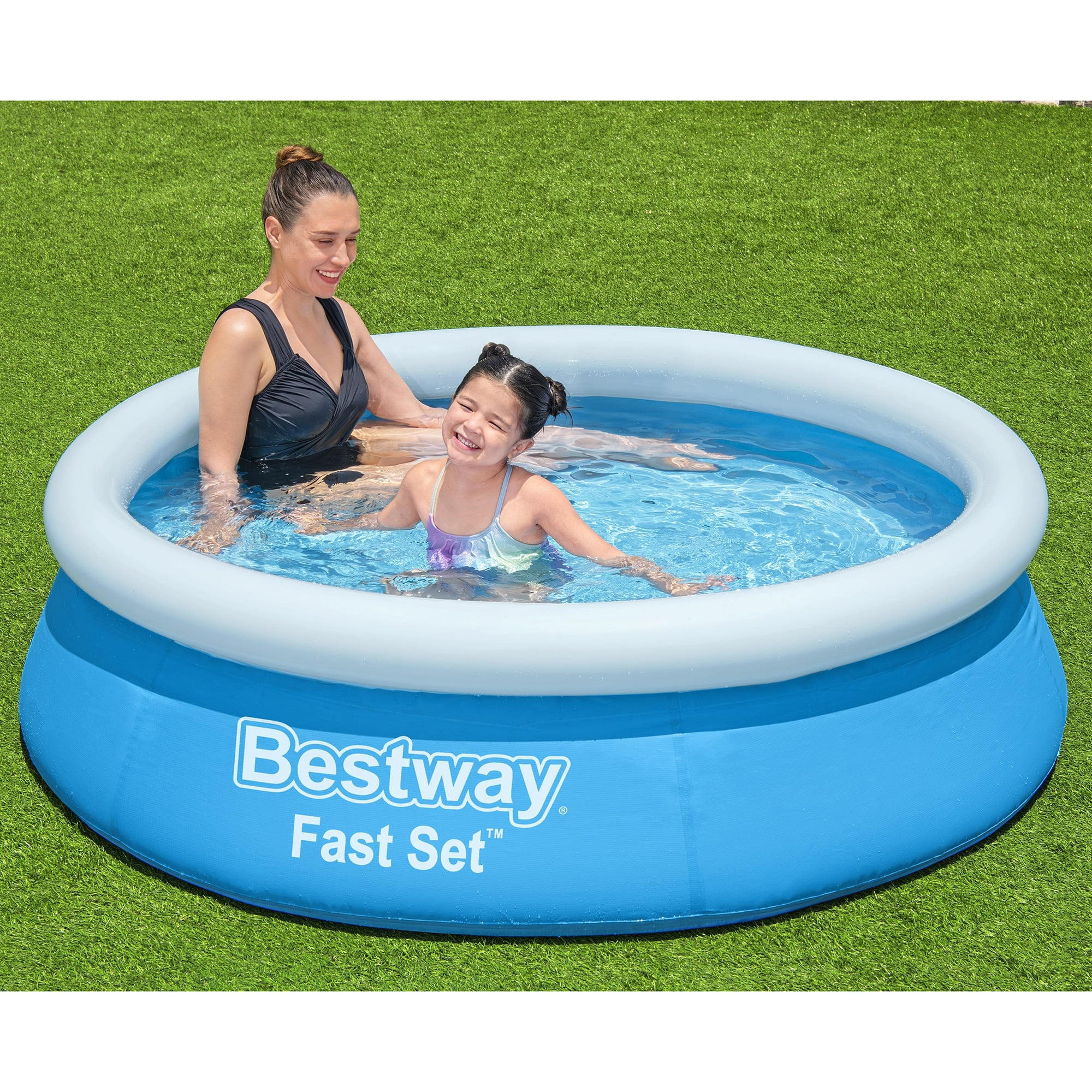 Bestway: Fast Set - 6' x 20" Inflatable Round Pool, Above Ground Splash & Wade Pool, Fill & Rise Setup, Tritech Construction, Easy Drain, Family