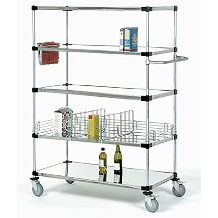 

14 Deep x 36 Wide x 69 High 5 Tier Stainless Steel Solid Mobile Shelving Unit with 1200 lb Capacity