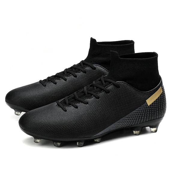 High-Top PU Leather Soccer Cleats for Men/Women/Youth – Lace-Up Long Studs Football Shoes for Turf & American Football Training