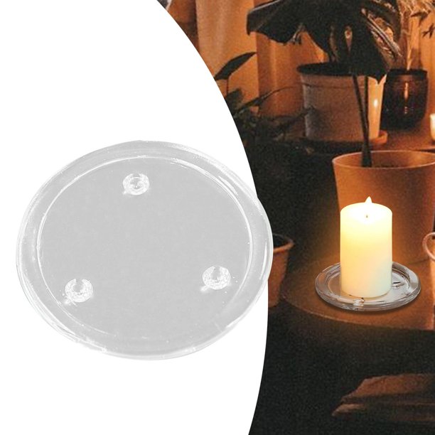 Portavelas de pilar, posavasos de cristal, bandeja para velas, plato de aperitivos versátil resistente al calor para vacaciones, bodas, baby shower, DI 155 cm