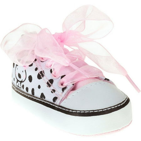 Newborn Girl Soft-Sole Spotted Puppy Sneakers