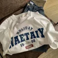 thumbnail image 4 of Camiseta de manga corta con estampado de alfabeto gótico para hombre y mujer, Top de gran tamaño, ropa para mujer, camisa gótica Harajuku Y2k, 4 of 5