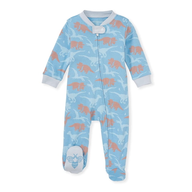 Burt's Bees Baby Pijama de Dormir y Jugar, 100% algodón orgánico, Mameluco de una Sola Pieza con Cierre Frontal, Ptreo-bly Lindo, Recién Nacido