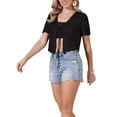 thumbnail image 4 of INSPIRE CHIC Crochet Cardigan for Women's Summer Tie Front Hollow Out Short Sleeve Crop Shrug XL Black, 4 of 6