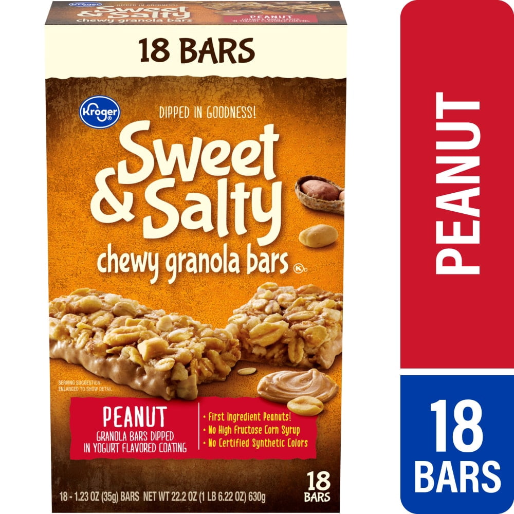 Kroger Sweet and Salty Peanut Chewy Granola Bars 18 ct / 1.23 oz - 5 Pack