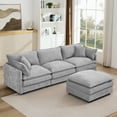 thumbnail image 2 of Cloud-Like Modular Chenille 3-Seat Sectional Sofa with Movable Ottoman – Customizable L-Shaped/U-Shaped Seating for Living Rooms,Gray, 2 of 11