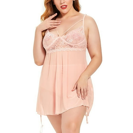 

YUNAFFT Womens Plus Size Lingerie Clearance Ladies Fashion Sexy Lingerie Solid Color Lace Hollow See-through Large Size Sexy Lingerie Nightdress Thong Suit Fire Sale