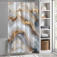 thumbnail image 3 of Ombre White Golden Black Marble Texture Fabric Shower Curtain Modern Art Washable Shower Curtains for Bathroom, Waterproof Bath Curtain with Hooks Home Decor 72x72in, 3 of 8