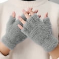 thumbnail image 3 of 2 Pairs Winter Fingerless Gloves Half Finger Gloves Warm Stretchy Gloves with Finger Holes Women's Cold Weather Gloves, 3 of 7