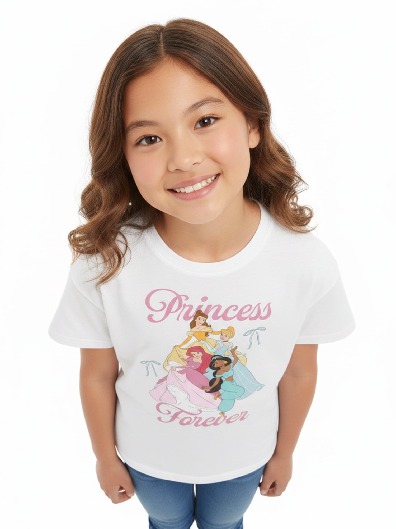 Disney Princess Girls' Graphic Tee with Short Sleeves, Sizes 4-16
