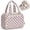 Dusty Pink Checkerboard, variant on Large Makeup Bag Checkered Travel Toiletry Bag for Women, Wide-open Cosmetic Make up Organizer with Handle, Wet Pocket, Travel Bag for Toiletries