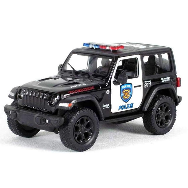 Kinsmart 5"" Die-Cast: 2018 Jeep Wrangler Rubicon Edición Policía (Negro/Blanco)