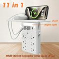 thumbnail image 3 of Wall Outlet Extender with Shelf Night, Multifunctional Power Socket Expander USB Wall Charger 3 USB Ports 1 Type-C 6 Outlets for Home & Office & Travel Outdoor (1PC), 3 of 7