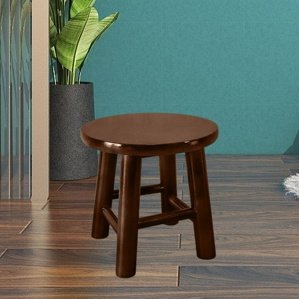 Taburete Redondo de Madera Maciza de 25 Cm de Altura, Asiento Impermeable para Cocina, Entrada, Lavandería o Cambio de Zapatos, Varios Colores.