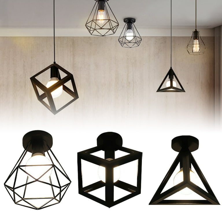 Greenred Nordic Iron Indoor Home LED Ceiling Lamp Living Room Balcony Porch  Pendant Light White Light Triangular Prism