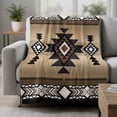 thumbnail image 2 of Brown Southwest Blanket Soft Cozy Warm Throw Blanket for Couch, Plush Fuzzy Flannel Fleece Blankets for Sofa, Farmhouse Boho Aztec Geometric Neutral Bed Blankets Lightweight Gifts for Women, 40"x60", 2 of 9
