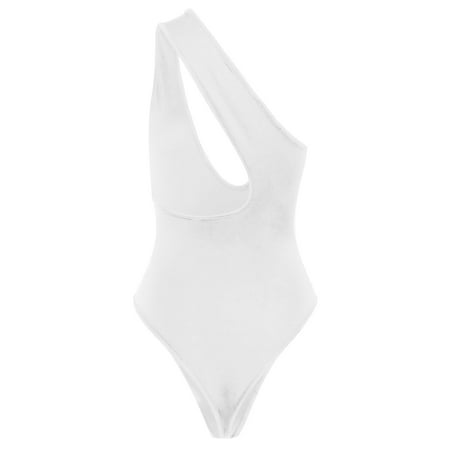 CAICJ98 Swimsuit Women Tummy Control Women s Stripe Reversible Bandeau Top High Waisted Bikini White L