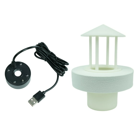 Outdoor Indoor LED Fog Maker, USB Rechargeable Black Fogger with Floating Pod & Colorful Light for Landscaping in Garden Pond, Aquarium, Potted Plant