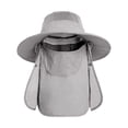 thumbnail image 1 of Sombrero para el portátil para exteriores con protección facial para deportes al libre, jardinería y acampada. Gris claro, 1 of 8