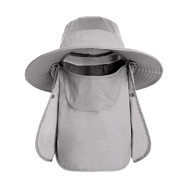 Sombrero para el portátil para exteriores con protección facial para deportes al libre, jardinería y acampada. Gris claro