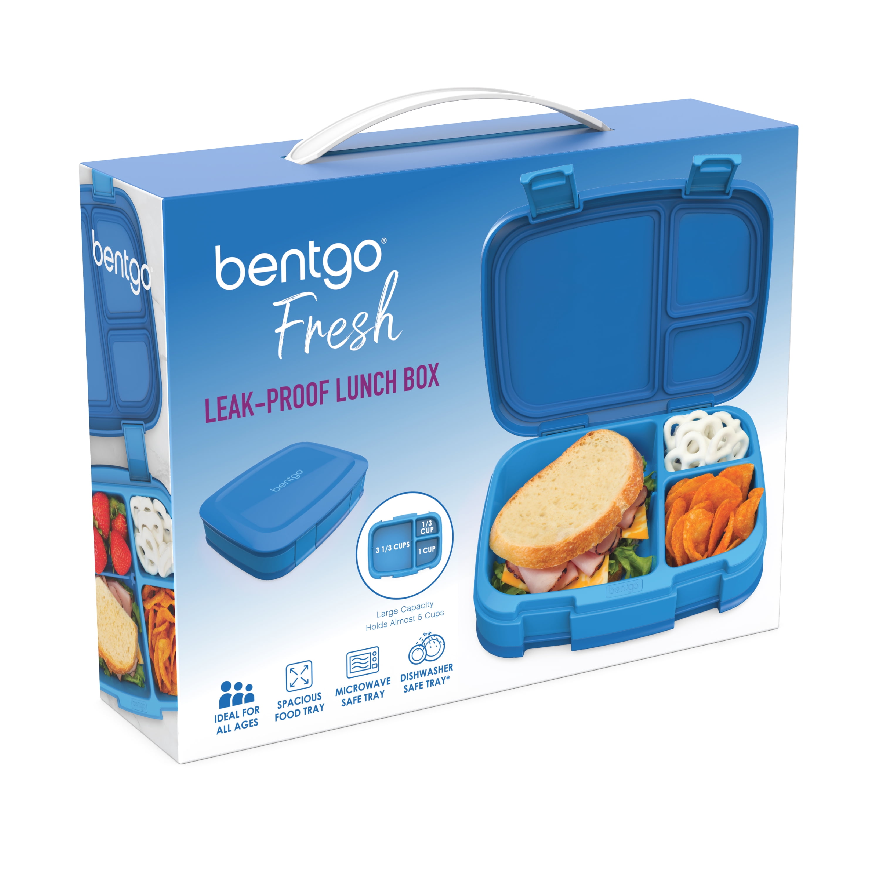 Wagindd Bento Lunch Box Kids and Adults, Leak-Proof Stackable Bento Box with 4 Compartments - BPA-Free, Dishwasher & Microwave Safe