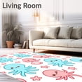 thumbnail image 2 of ODIKA 3'x5' Machine Washable Non-Slip Area Rug, Kawaii Ocean Creatures Bath with Adorable Sea Friends Design High Traffic Rug, Pink, 724633, 2 of 7