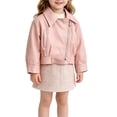 thumbnail image 3 of GiLiling Baby PU Leather Motorcycle Coat Toddler Zipper Fall Winter Long Sleeve Lapel Outerwear Trendy Stylish Cute Outdoor Cycle Coat (Pink, 12-18 Months), 3 of 9