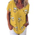 thumbnail image 3 of Simpsons Women's Shirt V-Neck Breathable Short-Sleeve T-Shirt Casual Fashion Tee Soft & Trendy Blouse S, 3 of 8