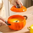 thumbnail image 1 of PEONAVET Ceramic Pumpkin Bowl 800ML Unique Halloween Ceramic Pumpkin Tableware Milk Oatmeal Breakfast Tableware Holiday Gift Tableware, 1 of 8