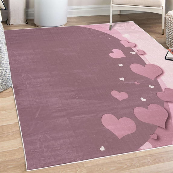 Love Decorative Rug, Valentines Day Romance Art with Hearts Stars Wedding Happiness Theme, Quality Carpet for Bedroom Dorm and Living Room, 6 Sizes, Mauve Taupe, by Ambesonne
