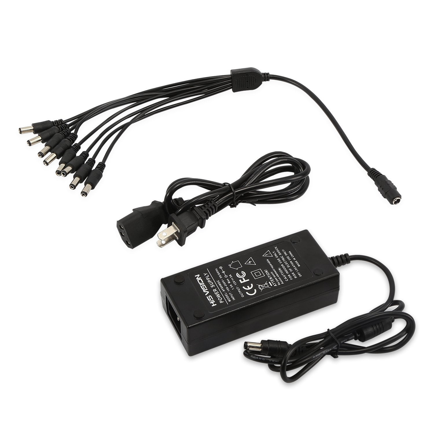 Security Camera Power Adapter 12V 5A 100V240V AC To DC 2.1x5.5mm w/ 8