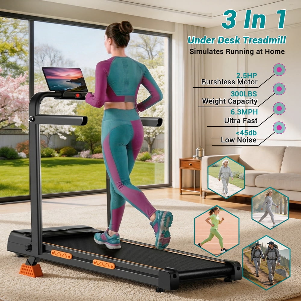 CURSOR FITNESS Powerful 2.5HP Walking Pad with 13% Incline, 6.3MPH Treadmill for Home, Compact Design with LED Display, Supports 300LbS
