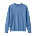 thumbnail image 4 of BELTNOV Women Solid Crew Neck Pullover Sweater Soft Knit Long Sleeve Tops Ribbed Cuffs Hem Loose Straight Warm Casual Winter Daily Outfit Sky Blue, 4 of 5
