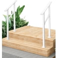 thumbnail image 1 of YUSAZENS 2 Pack 2 Step Outdoor Stair Railing, Aluminum Alloy Handrail with Iron Column Crossbar, White Finish, Full Installation Hardware Set, 1 of 7
