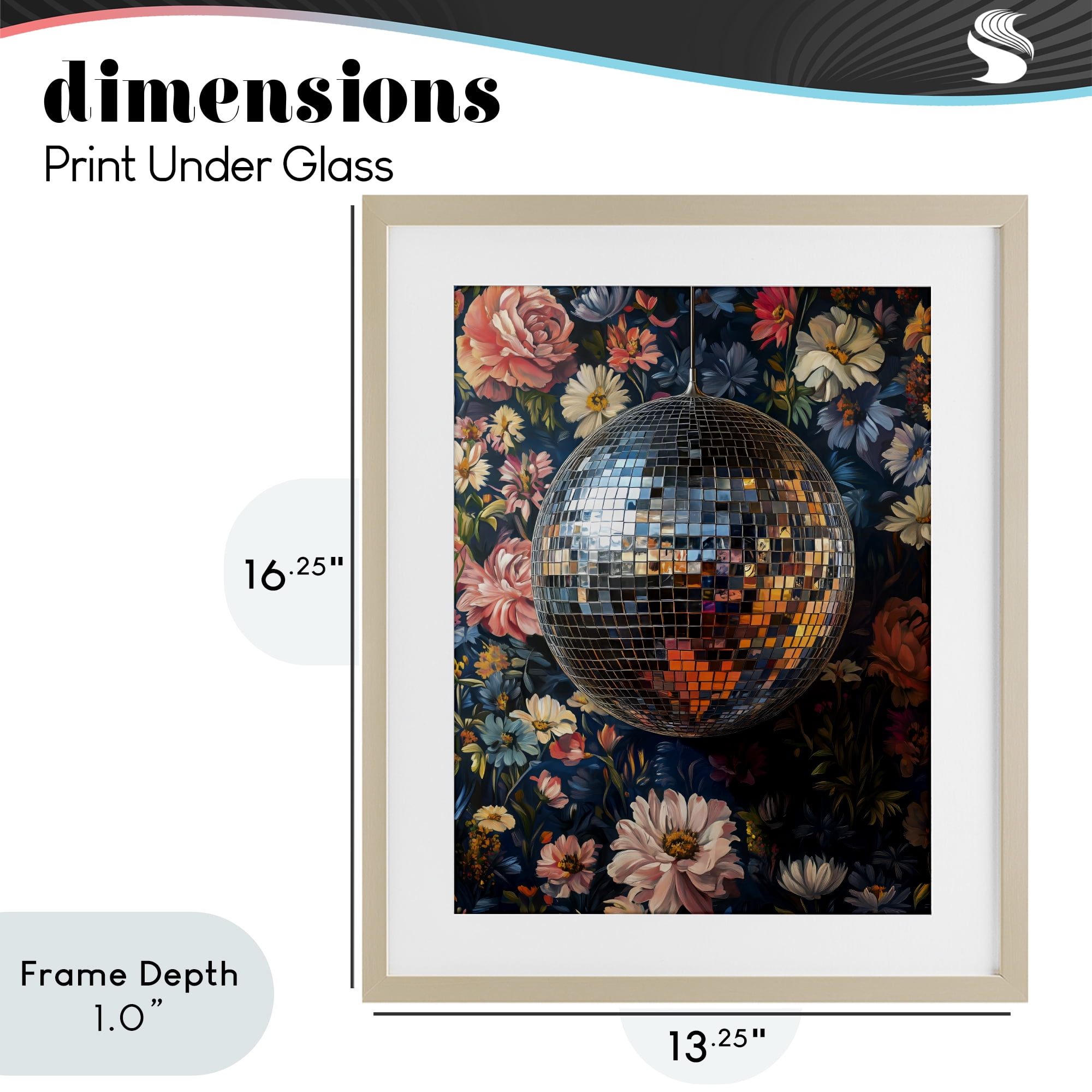Stupell Industries Floral Disco Ball Reflection Birch Framed Print Under Glass, design by LSR Design Studio