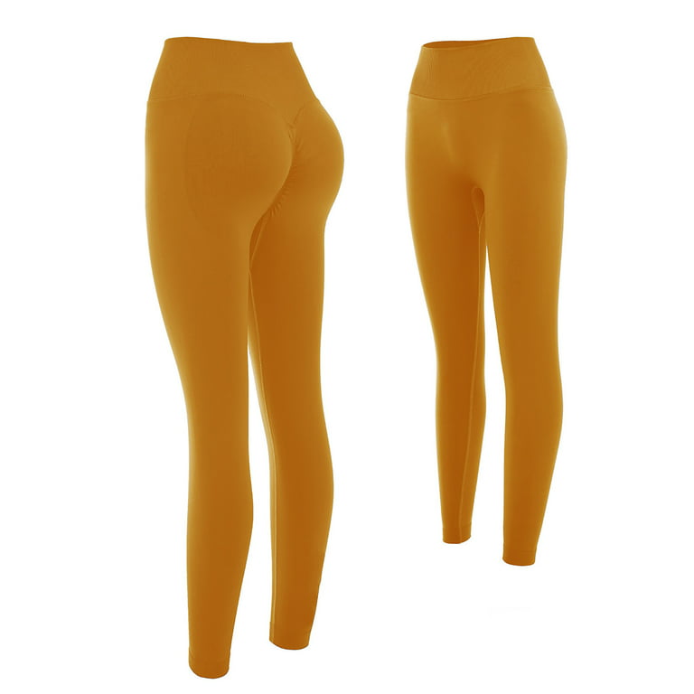 YWDJ Yoga Pants Flare Women Casual Solid Pants Mid Waist Loose Long Pants  Yoga Pants Yellow M