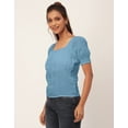 thumbnail image 6 of Moomaya Solid Tops For Women, Square Neck, Smart Chic Short Tops, 6 of 8