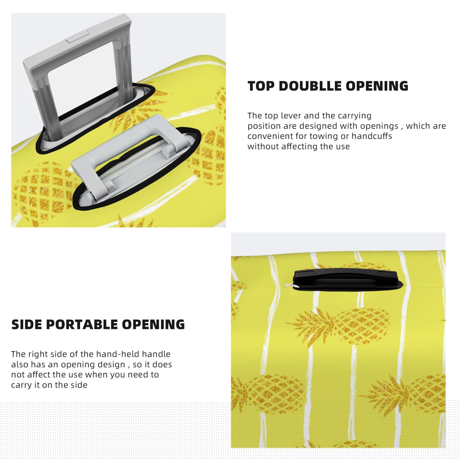 thumbnail image 5 of Easygdp Gold Pineapple Double-Sided Printed Elastic Suitcase Protective Cover,Invisible Zipper, Business Trip Luggage Cases,Washable And Resistant To Falling -Medium, 5 of 9