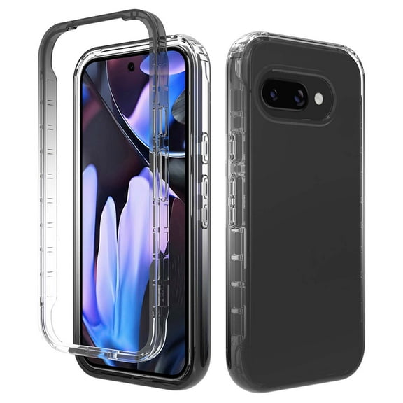 for Google Pixel 9a Case, Cover for Galaxy S25, Hybrid 2 in 1 Slim Fit Shockproof Heavy Duty Protection Shock Resistant Sturdy Crystal Clear [Not Yellow] Case, Non Front Cover, Black