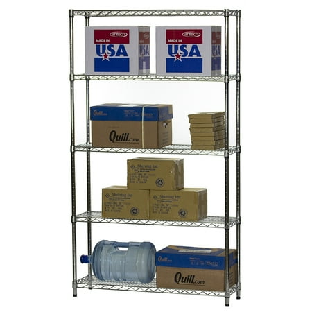 

Chrome Wire Shelving with 5 Shelves - 12 d x 42 w x 72 h (SC124272-5)