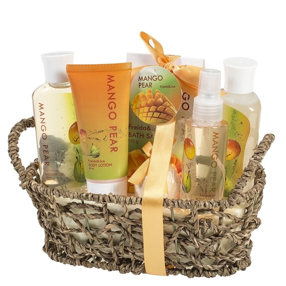 Mango Pear Bath and Body Gift Set with Shower Gel, Bubble Bath and Lotion, Luxury Spa Shower Set, Self Care Gift for Women Valentines Gift