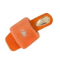 thumbnail image 2 of Women Fluffy Faux Fur Rhinestone Crown Square Open Toe Slide Slippers Orange 7, 2 of 9