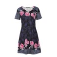 thumbnail image 4 of Azrian Fashion Women's Elegant V-Neck Casual Party Short Sleeve Floral Print Dress, 4 of 6
