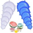 thumbnail image 1 of Tapas de silicona elásticas, 12 piezas, cubierta de silicona reutilizable, tapa de silicona universal para conservar alimentos para cuencos, ollas, vasos, latas, tazas, 1 of 8
