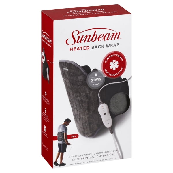 Sunbeam Heating Pad Back Wrap with Adjustable Strap with 4 Heat